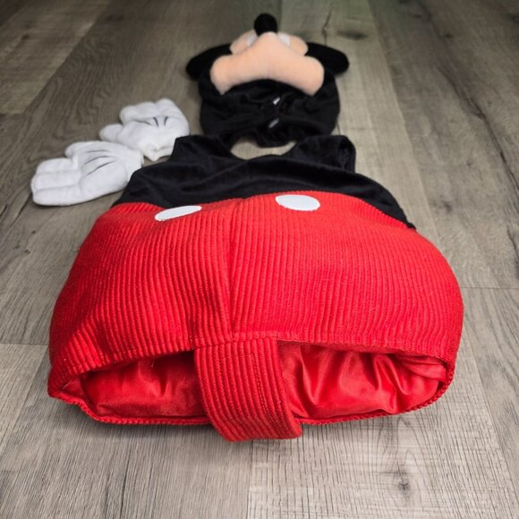 Disney Mickey Mouse Baby Costume 6-12M Hooded Romper With Gloves halloween - Picture 5 of 8